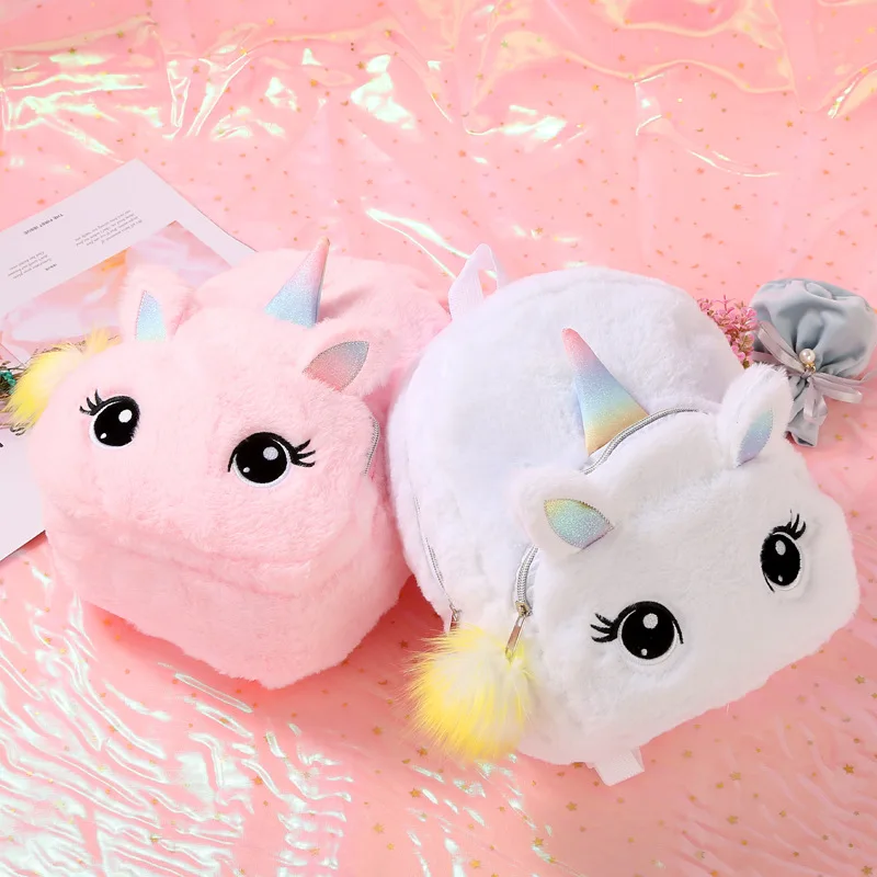 Cute Cartoon Backpack 3D Plush Unicorn Schoolbag For Children Kids Gift Student Book Travel Bag