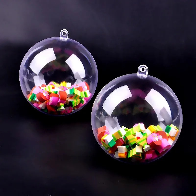 

10PCS Transparent Christmas Ball Ornaments Plastic Fillable Baubles DIY Wedding Party Holiday Home Decorations