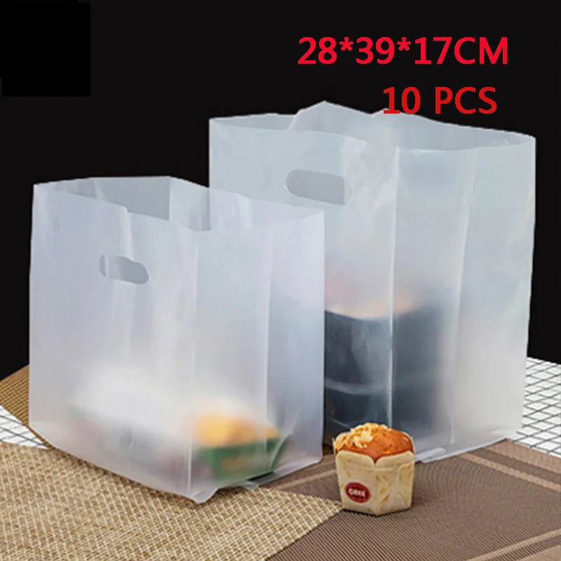 Transparent 10 шт. упаковка для конфет, печенья, для сладостей, вечерние, вкусные, пластиковый пакет с ручками, подарок для торта, бонбоньерка, Подарочный пакет, Свадебная Упаковка - Цвет: Transparent