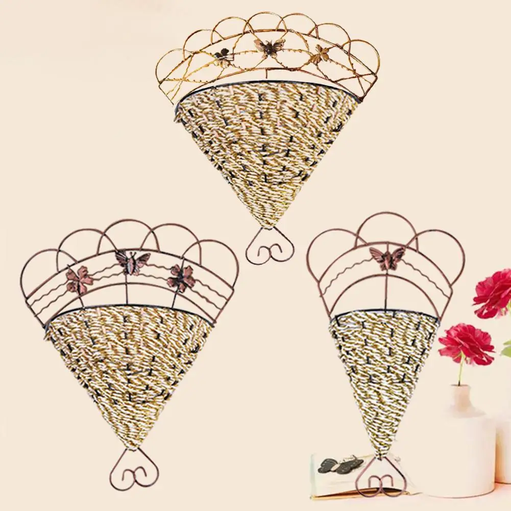 

Natural Wicker Flower Basket Vase Rattan Wall Hanging Pot Planter Rattan Vase Basket Decor