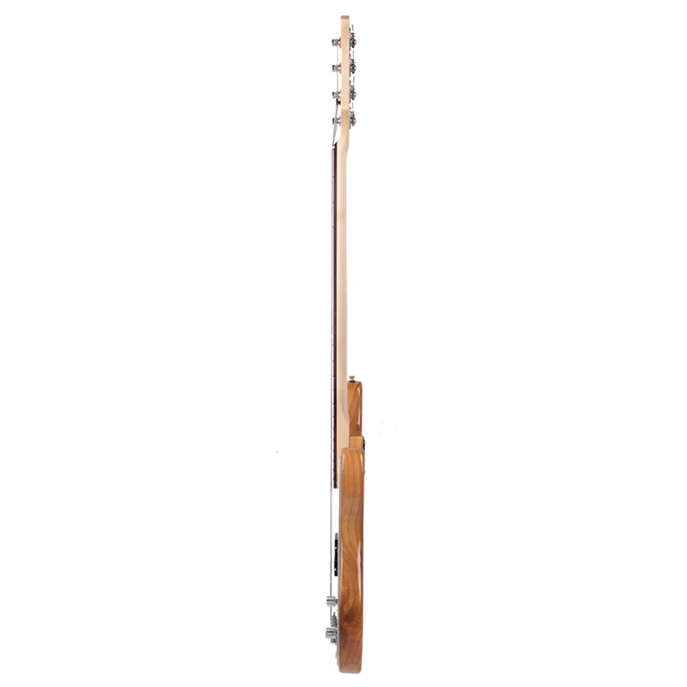 

4 String Black Burly Wood Electric Bass Guitar 43 inch High Gloss Acustica Bass Guitarra with Free Bass Bag with a little dent