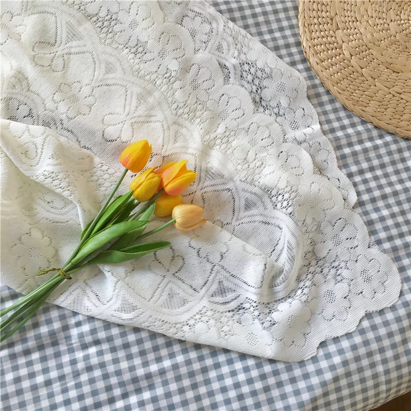 INS Style Lace Tablecloth Light Beige Simple Cafe Rectangular Restaurant Artistic Background Fabric Decorative Cloth | Дом и сад