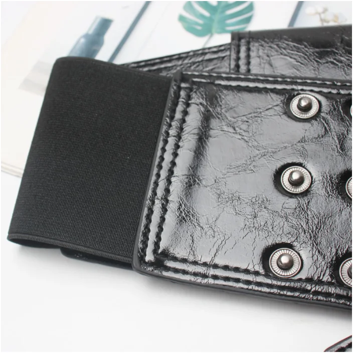 Designer Brand Waistband Women's Elastic Wide Belt  Female PU Leather Black Cincher Waistbands wide Belts for Lady Dress