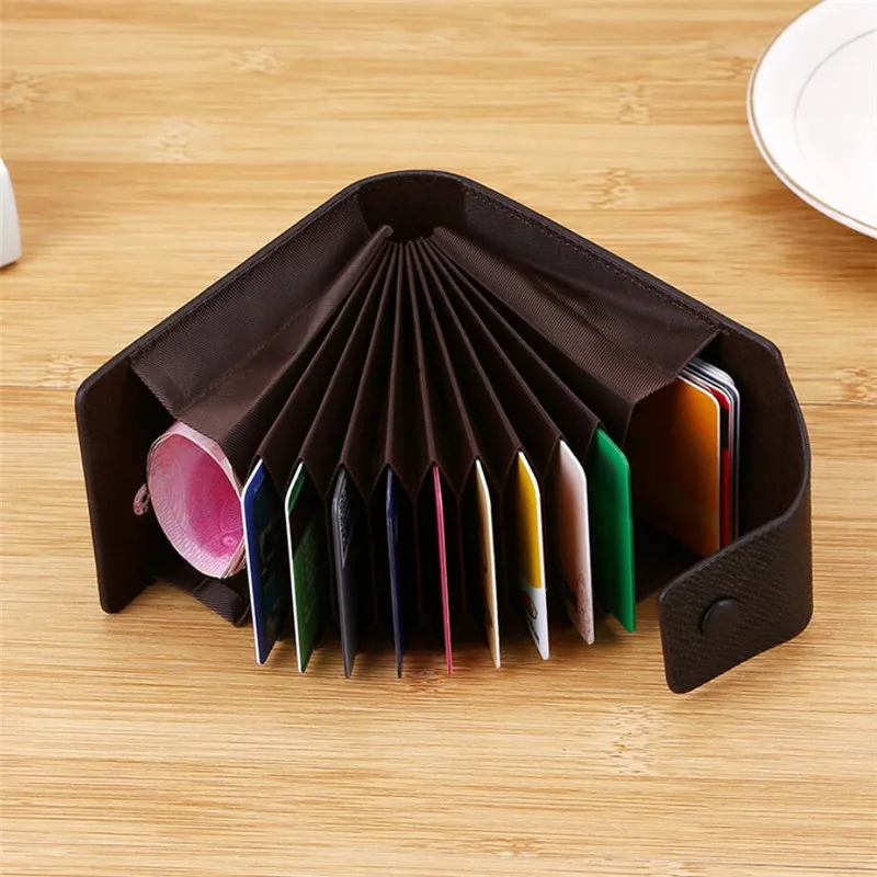 

Solid Color Multi-position Organ Card Holder Unisex Business Name Cards Case Pocket Organizer ID Credit Card Wallet Holder