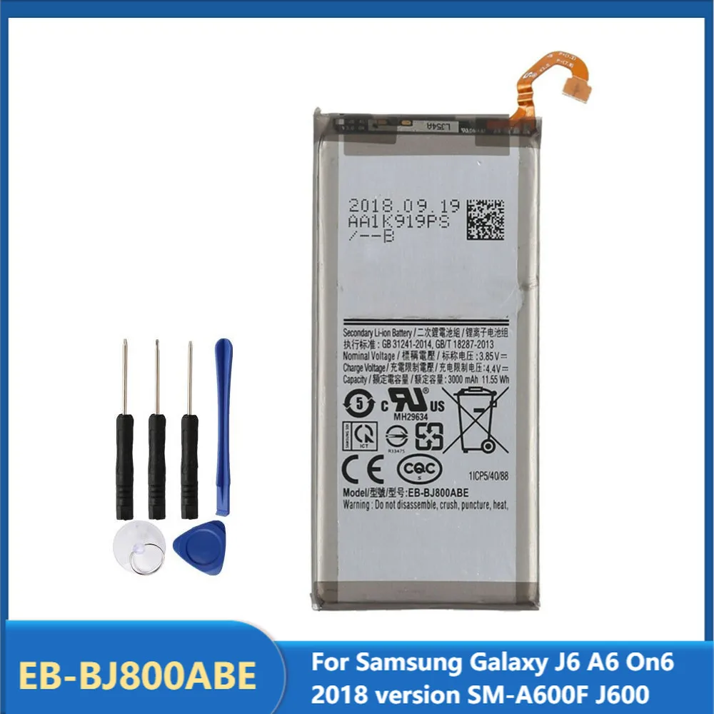 

Original Replacement Phone Battery EB-BJ800ABE For Samsung Galaxy J6 A6 On6 2018 version SM-A600F J600 3000mAh With Free Tools