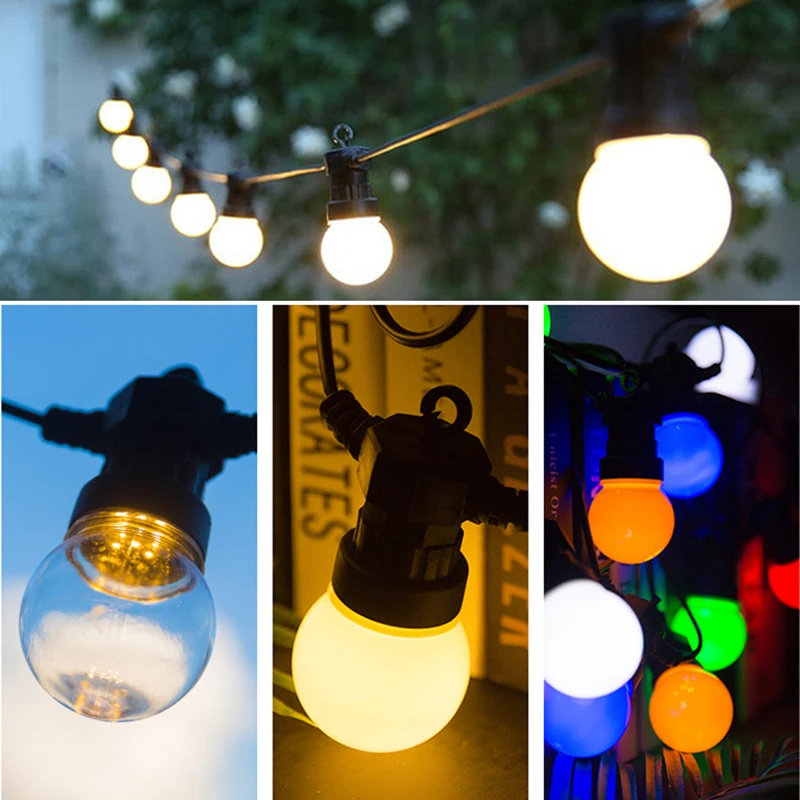 Светодиодная гирлянда с круглыми лампочками G50 IP65 стандартная наружная цветная