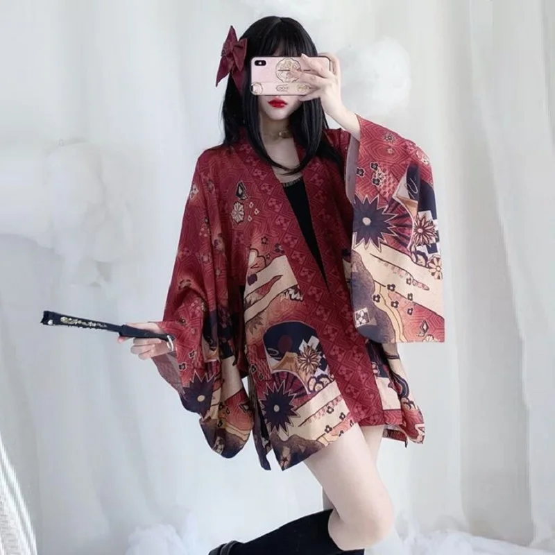 

Japanese Style Kimono Women Yukata Cardigan Kimono Harajuku Women Men Sexy Yukata Female Streetwear Traditional Haori FF3430