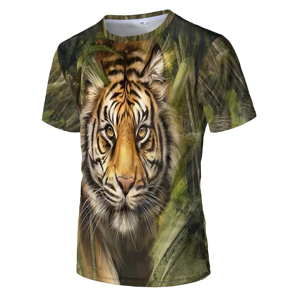 

2021 summer men's economical and comfortable short-sleeved T-shirt fashion casual 3D tiger series pattern