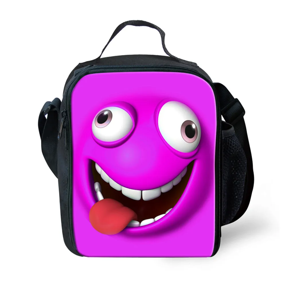 

Funny Face Lunch Bags for Girls Children Insulated Cooler Bag Picnic Bags for School Lunch Box Large Capacity With Zipper