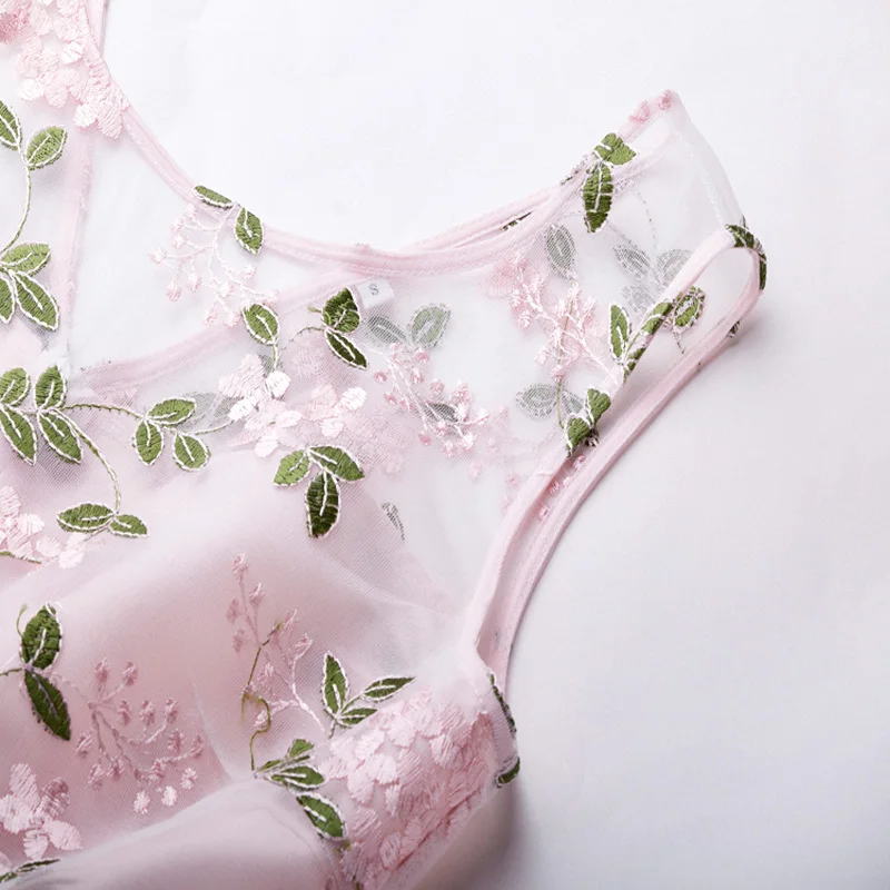 Женское плиссированное платье Tonval винтажное с цветочной вышивкой прозрачное