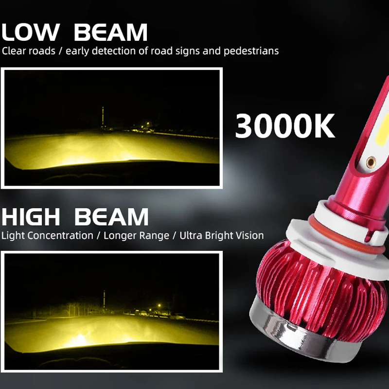 2 шт. H7 светодиодный мини фар автомобиля лампа H1 H4 H11 HB3 HB4 9005 9006 9000LM 50W 3000K 8000K