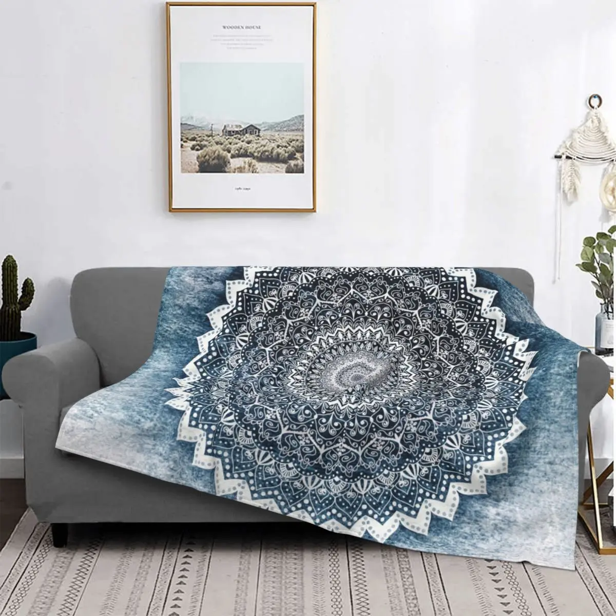 

COLD WINTER MANDALA Blanket Zen Sacred Geometry Plush Warm Soft Flannel Fleece Throw Blankets For Sofa Bed Sheet Travel Velvet