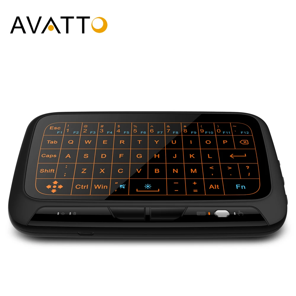 AVATTO H18+ большой полный тачпад с подсветкой мини-клавиатура с сенсорной панелью 2,4 ГГц Беспроводная игровая воздушная мышь для Smart tv, Android Box, PC