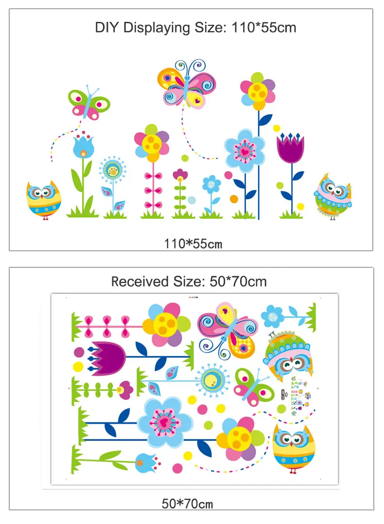 DIY Baseboard цветок бабочка Совы настенные наклейки водонепроницаемый Съемный ПВХ