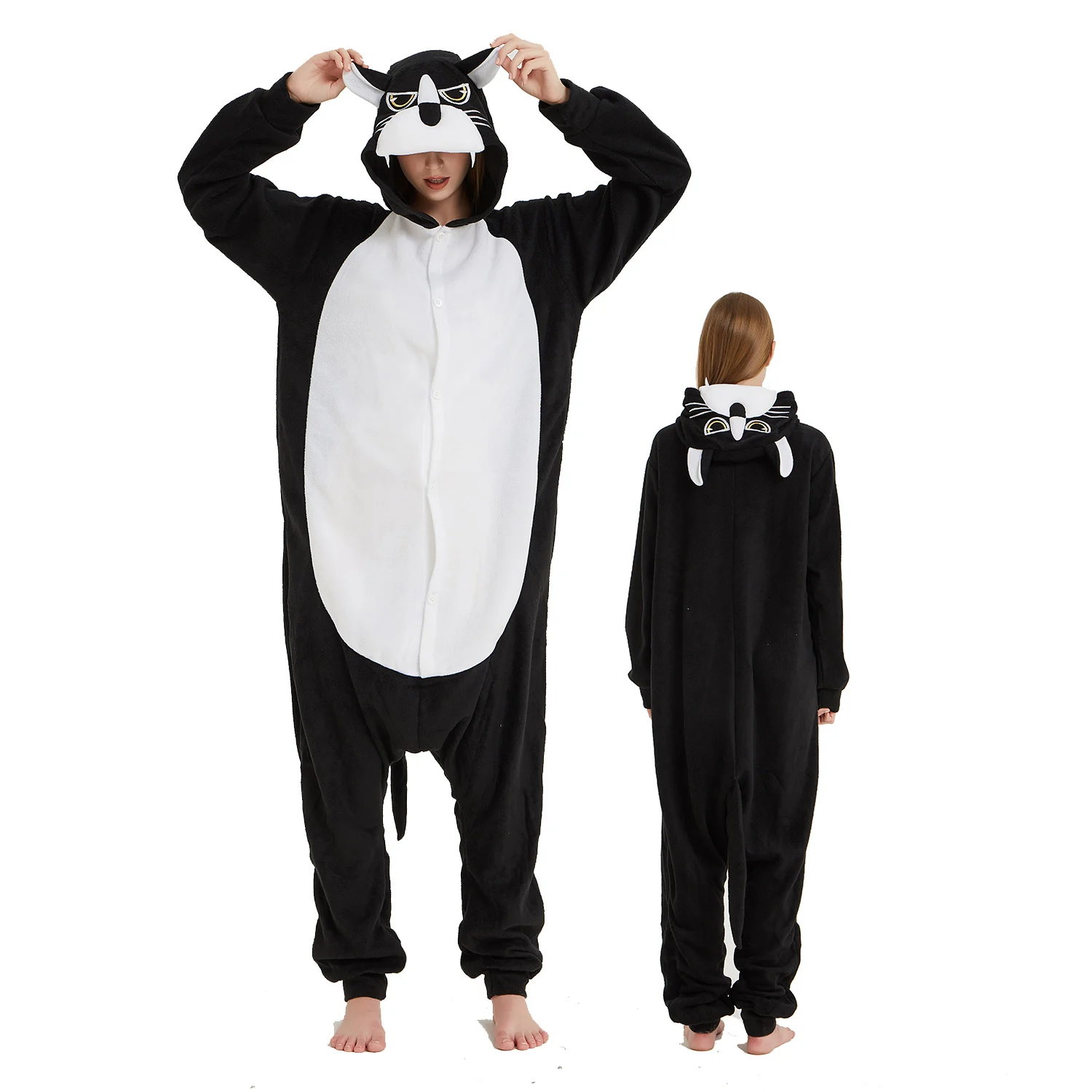 

Женская пижама-комбинезон в виде пантеры, кигуруми в виде животных, костюм на Хэллоуин для взрослых, цельная Пижама, косплей, одежда для сна, ...