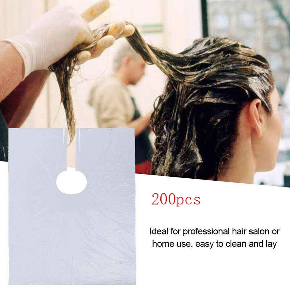

200pcs Disposable Hair Barber Capes Hairdressing Apron Dyeing DIY Clear Apron Hairdresser Baked Oil Perm Waterproof Cloth