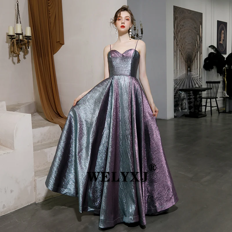 Robe De Soiree светоотражающее платье с лямками на плечах длинное вечернее вечерние