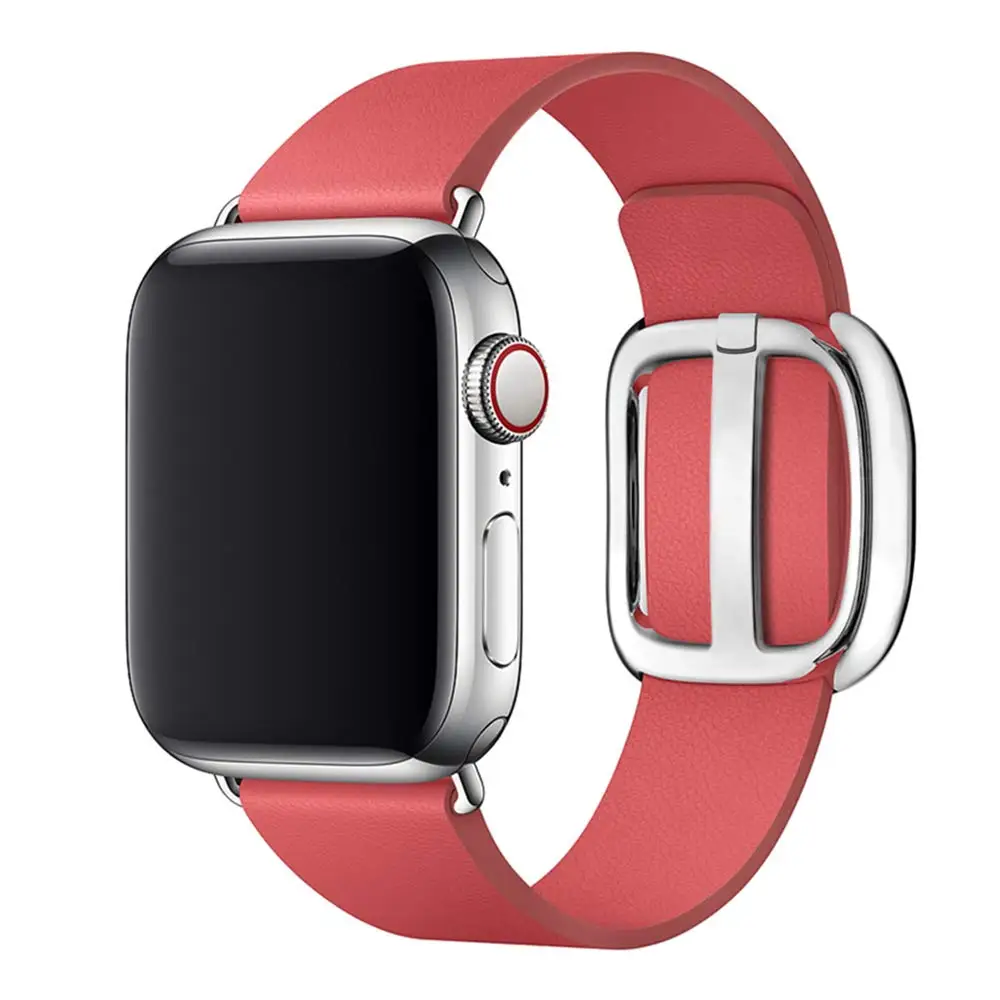 

Ремешок кожаный для Apple Watch band 44 мм/40 м 42 мм/38 мм, современный кожаный браслет с пряжкой, аксессуары для часов iwatch series 5 4 3 6 SE