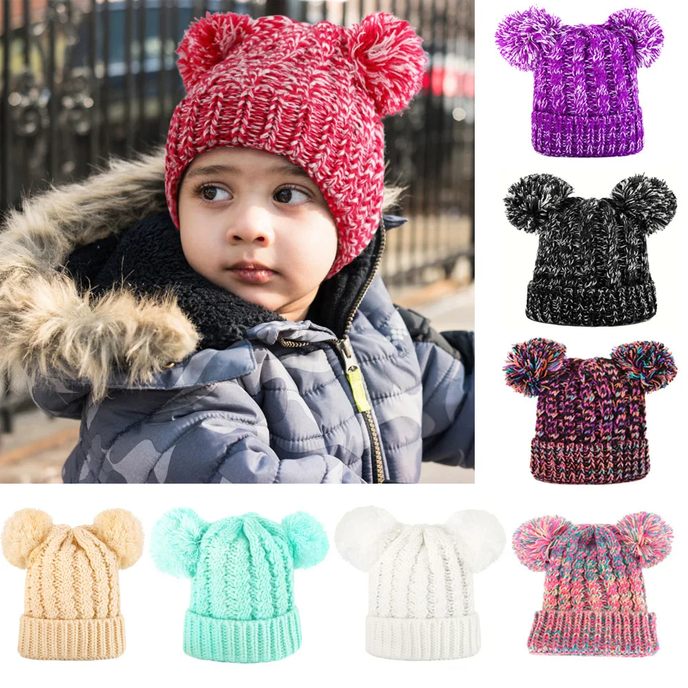 Детская шапка для мальчиков и девочек вязаная шерстяная шапочка из пряжи детская