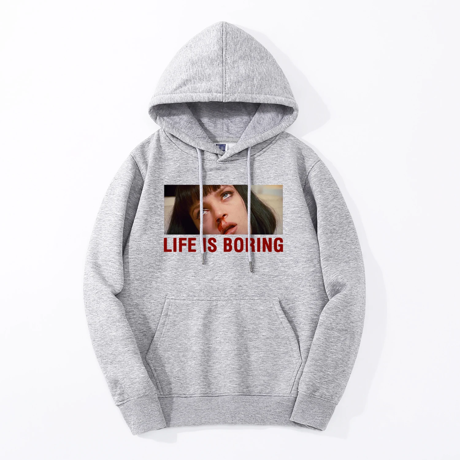 Толстовка из хлопка и флиса Pulp fiction Life Is Boring Повседневная с капюшоном для мужчин