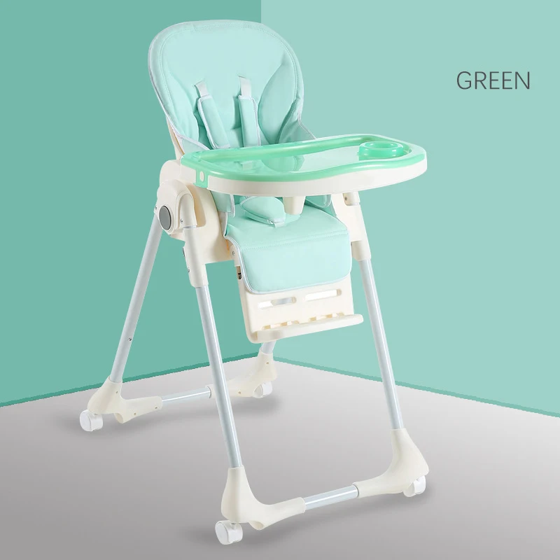 green Детский стульчик для кормления, переносные детские стульчики для кормления, переносные регулируемые пластиковые детские безопасные настольные стулья, обеденный стул Aby - Цвет: green