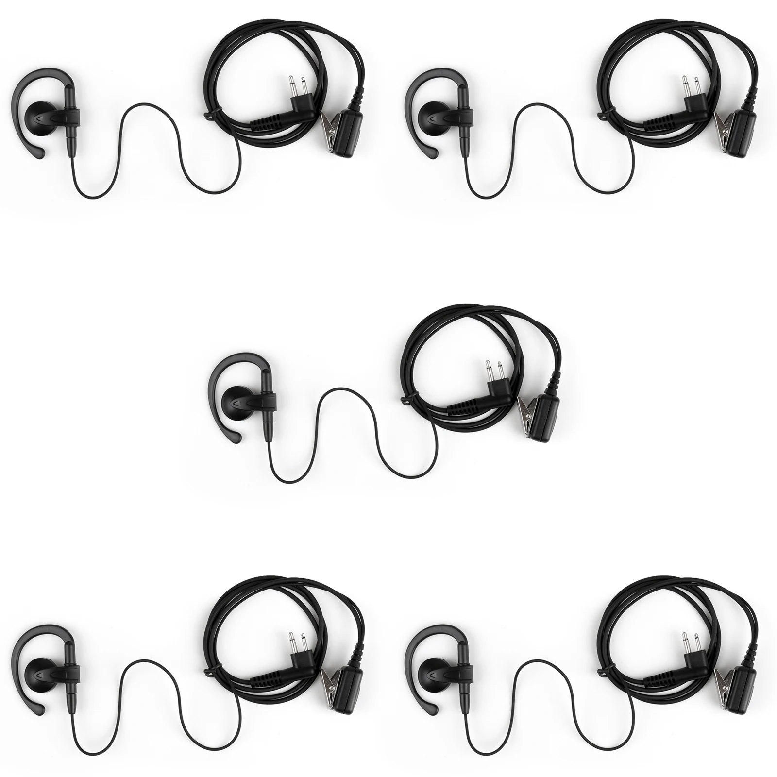 

Artudatech 5Pcs 2 Pin Earhook Earpiece For Motorola GP88 GP280 GP350 GP68 GP 88 Headset PTT Mic