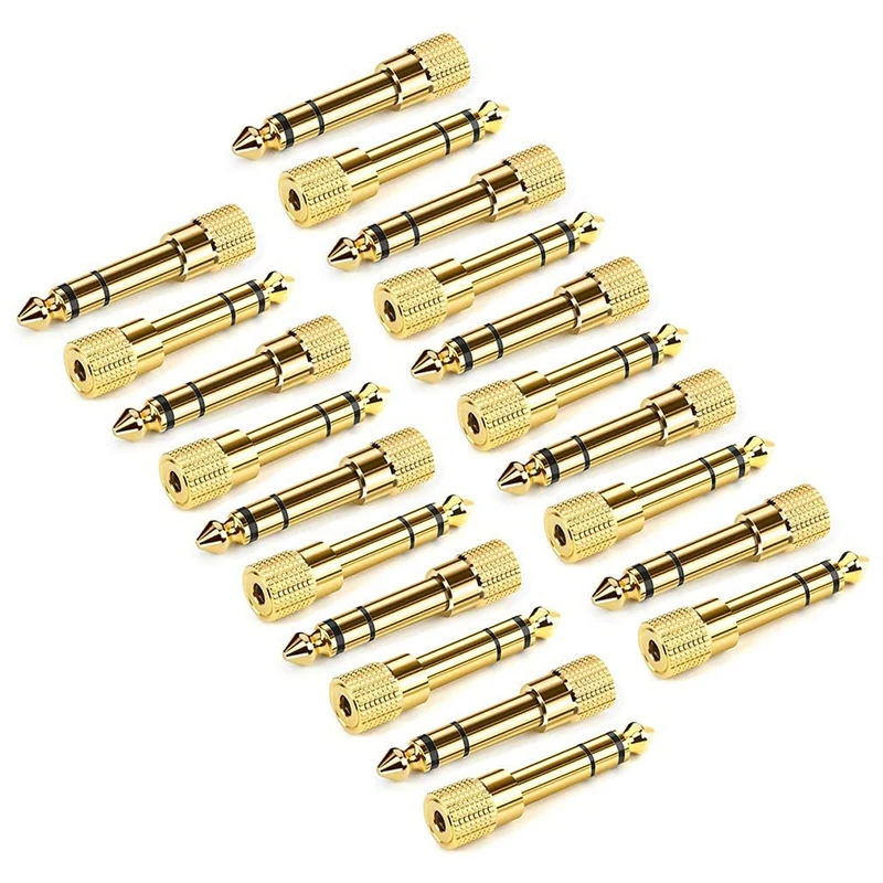 

20 Packs 6.35mm (1/4 Inch) Male to 3.5mm (1/8 Inch) Female Stereo Audio Jack Adapter Converter for Guitar Headphones Amp