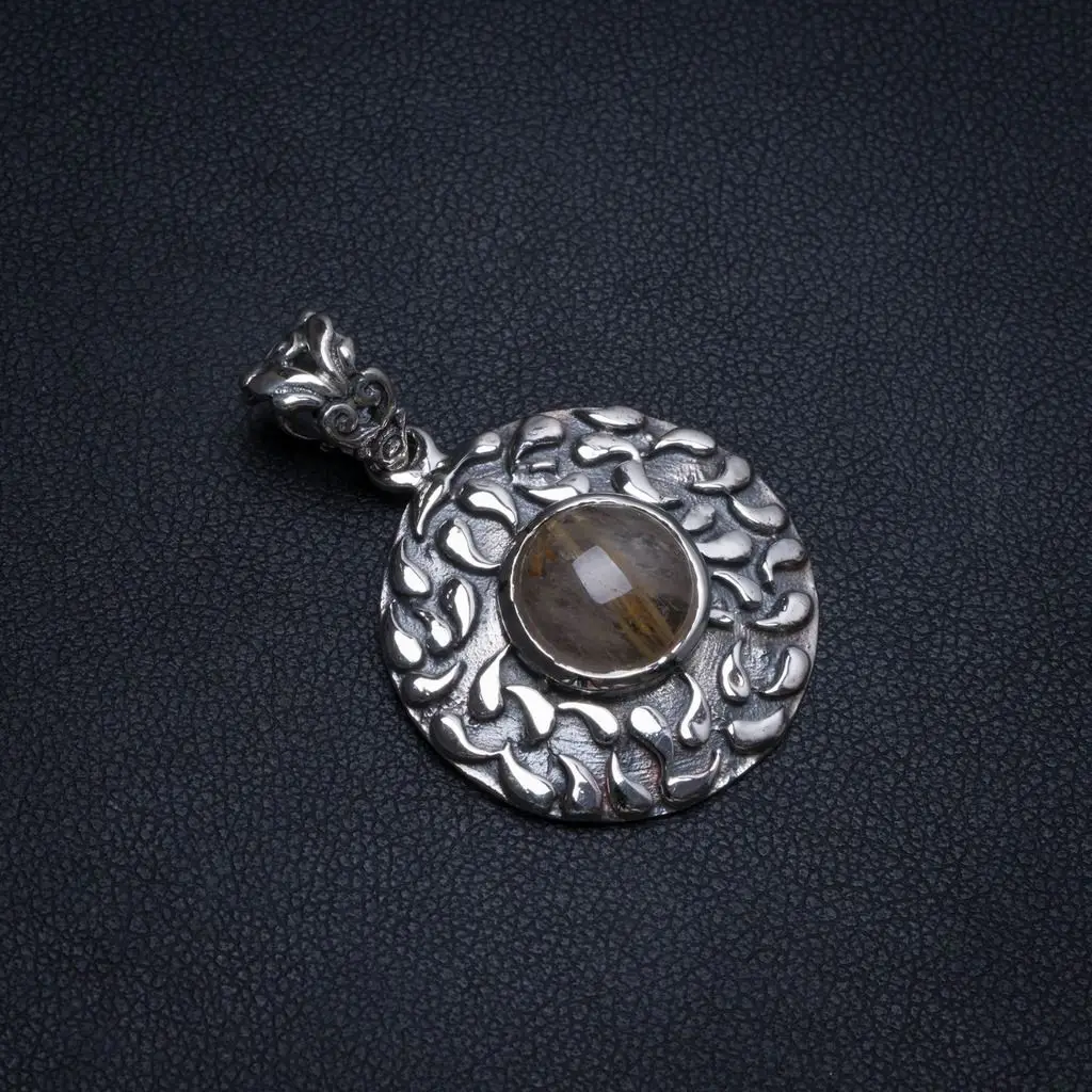 Натуральный Золотой рутиловый кварц ручной работы мексиканское серебро 925 пробы