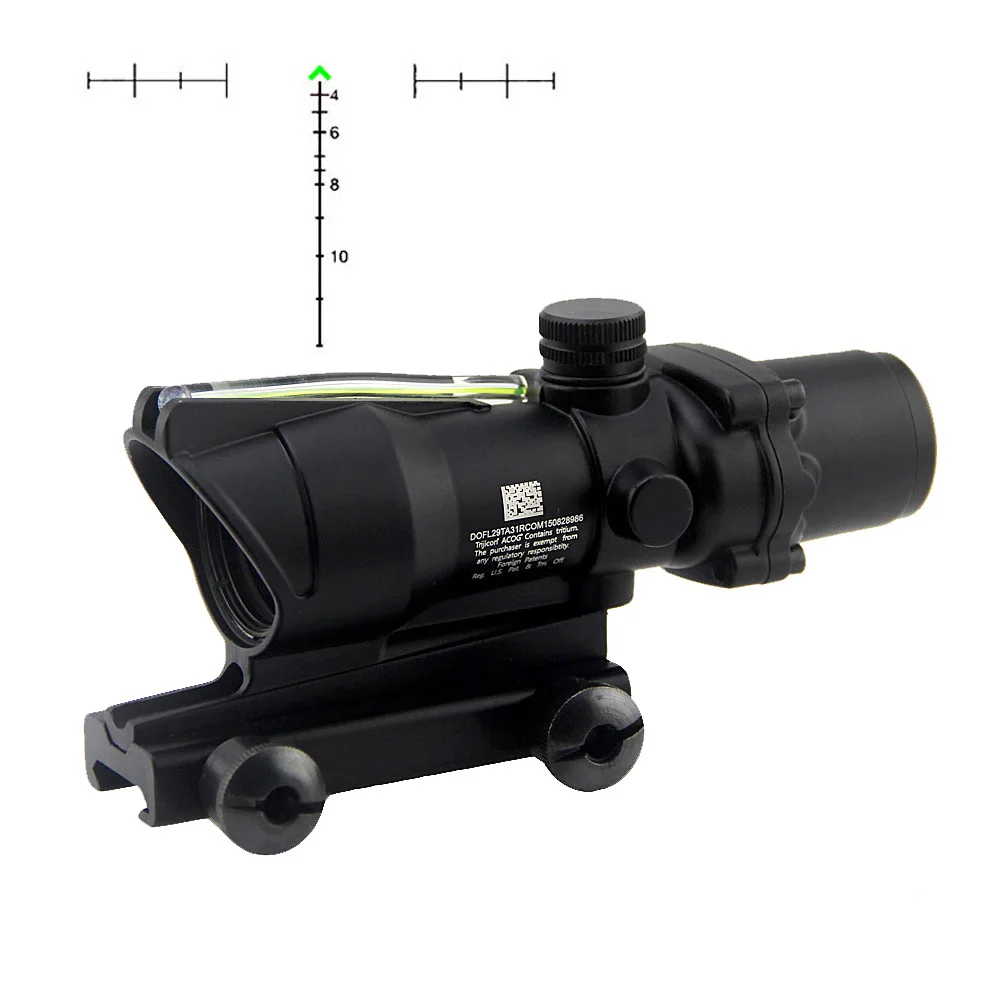 

ACOG 4X32 Fiber Source Scope Green Illuminated Real Fiber Optics Tactical 4x Magnifier Chevron Glass Etched Reticle