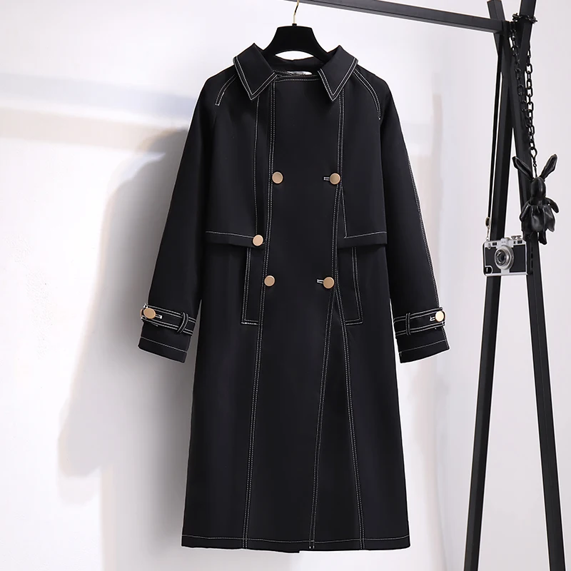 

SuperAen ветровка Женская средней длины 2021 весна осень новый СВОБОДНЫЙ Модный двубортный Тренч