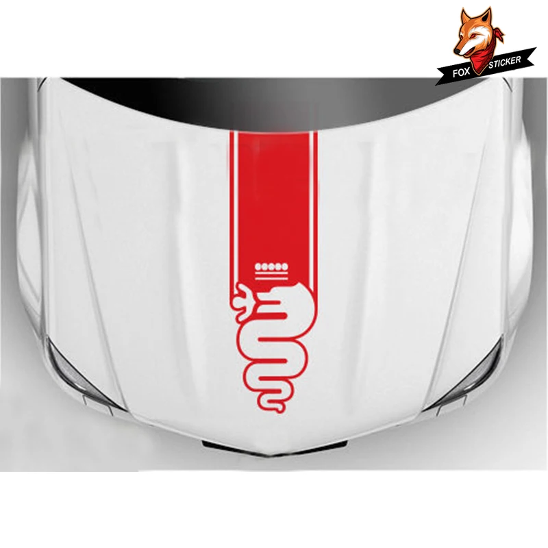 Глянцевая Автомобильная боковая наклейка для Alfa Romeo капота гоночные полосы