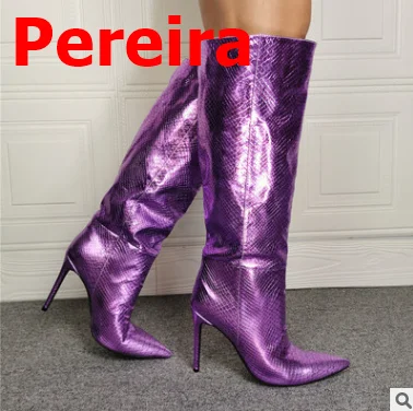 

women boots stiletto heels pointed toe ladies shoes solid color knee high boots