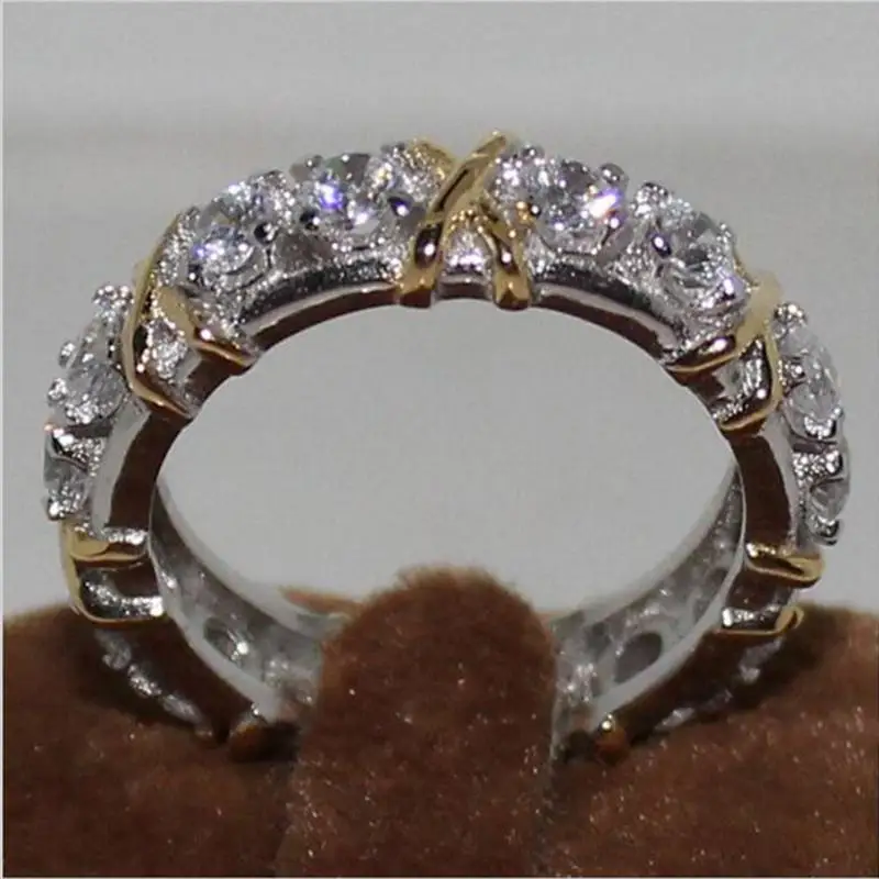 Женское классическое ювелирное изделие из серебра 925 пробы с цирконом 5 А желтое