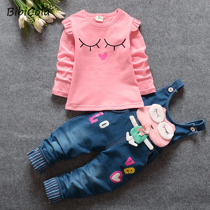 BibiCola/2021 г. Весенне осенний комплект одежды для маленьких девочек Повседневная