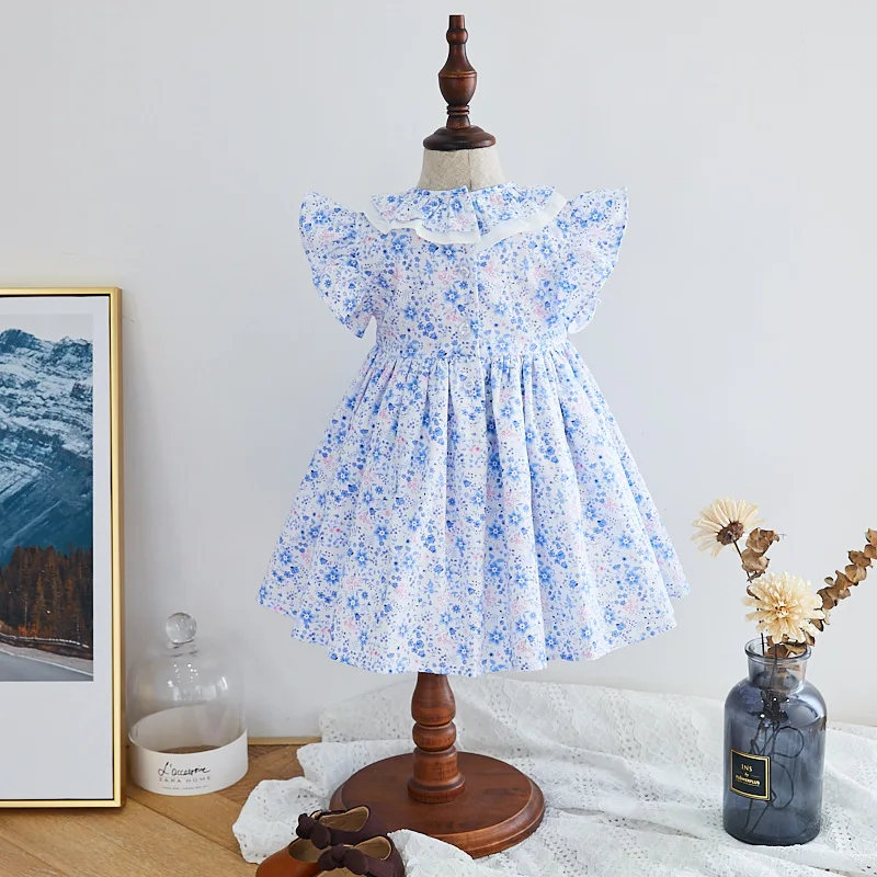 Платье детское с цветочной вышивкой оборками на рукавах | Детская одежда и обувь