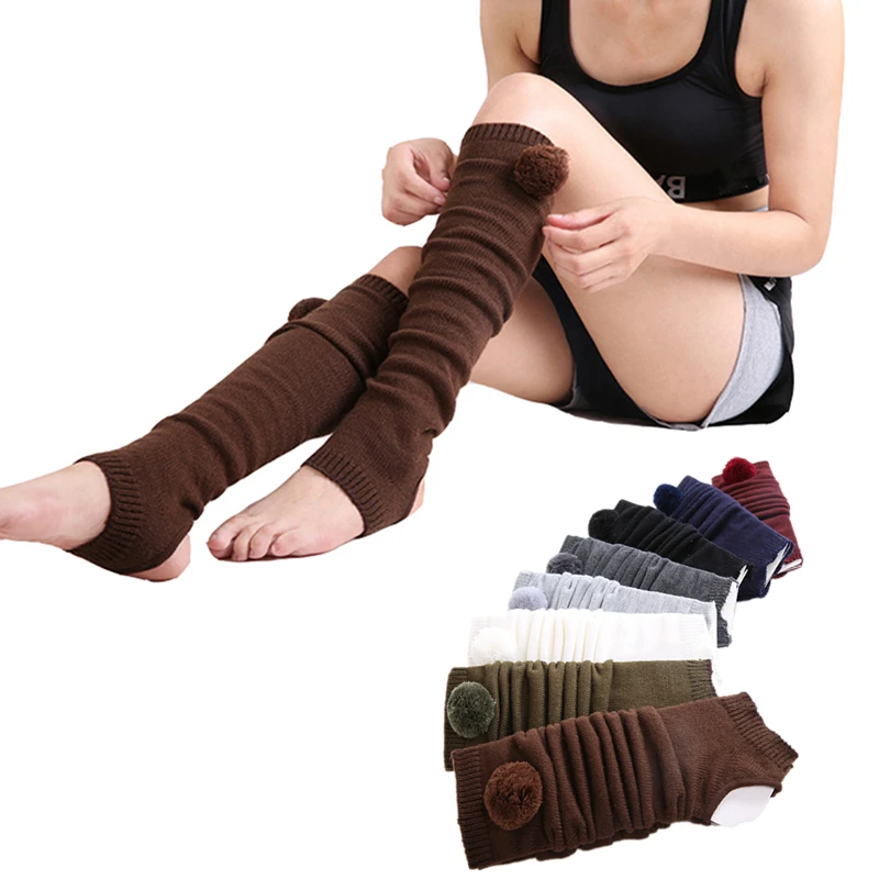 Женские носки для йоги с открытым каблуком 1 пара зимние плотные теплые чулки до