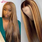 Парик Lemoda с эффектом омбре, натуральные волосы HD, фронтальный парик с прямыми волосами 13x4 13x6, прозрачный фронтальный бразильский парик плотностью 150 180