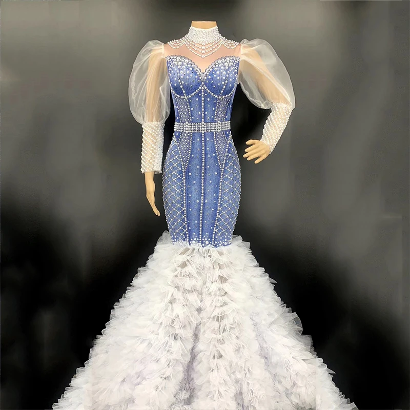 Певица Beyonce костюм для выступления цельный джинсовое платье с принтом полный