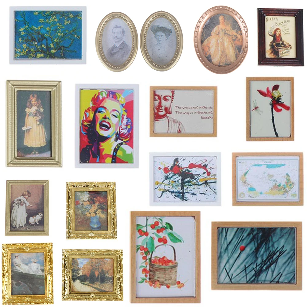 

Doll House Painting 1:12 Autumn Wall Painting Miniature Picture Dollhouse Accessories Framed Wall Painting