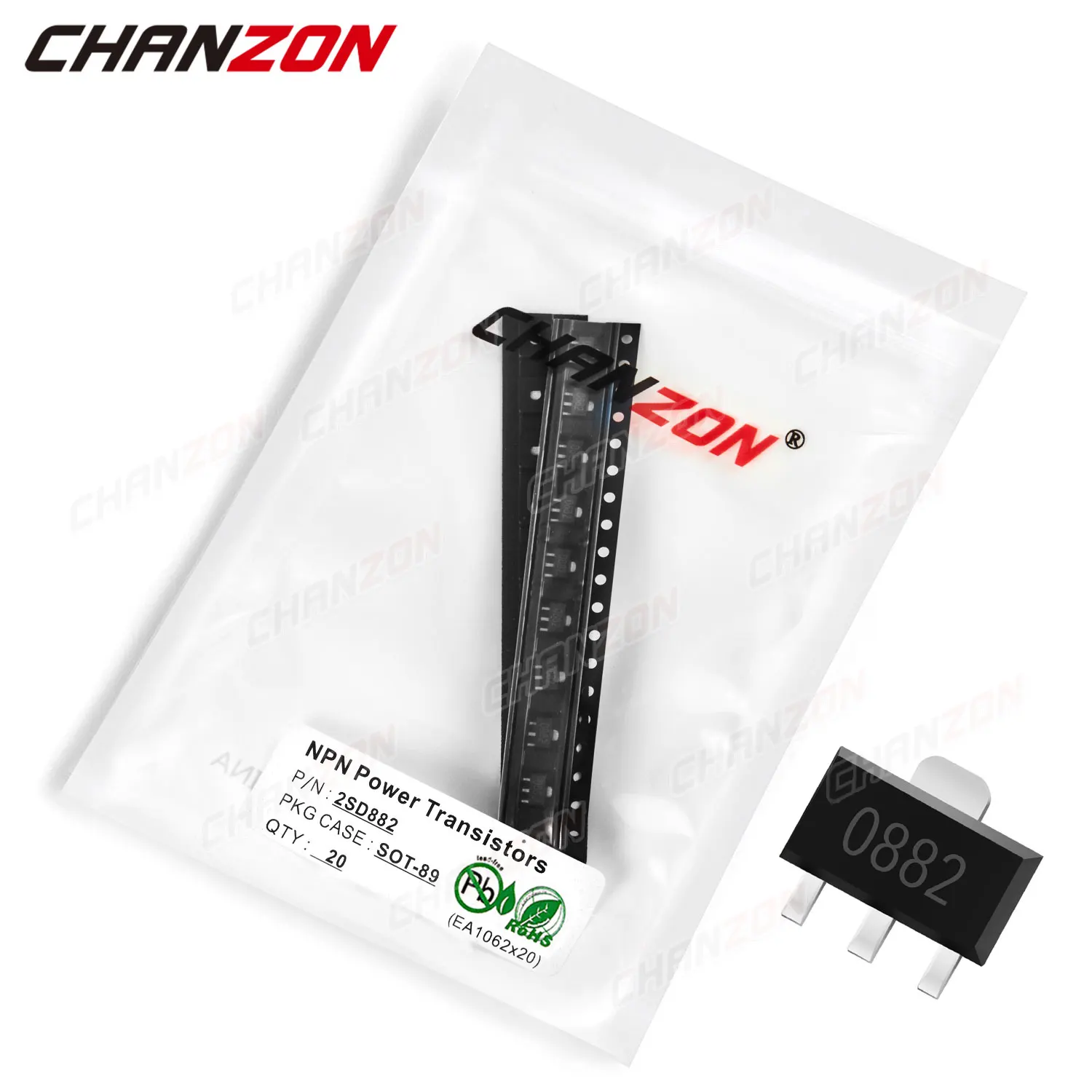 

20pcs 2SD882 SOT-89 SMD NPN Power Amplifier Transistor Bipolar Junction BJT Powerful Triode Tube Fets Integrated Circuits