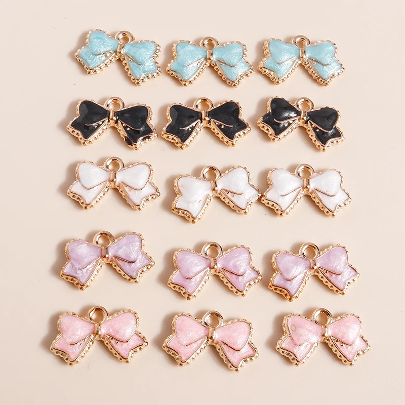 

10pcs 10*16mm Cute Enamel Bowknot Charms for Jewelry Making Kawaii Bowtie Charms Earring Necklace Pendant Diy Making Accessories