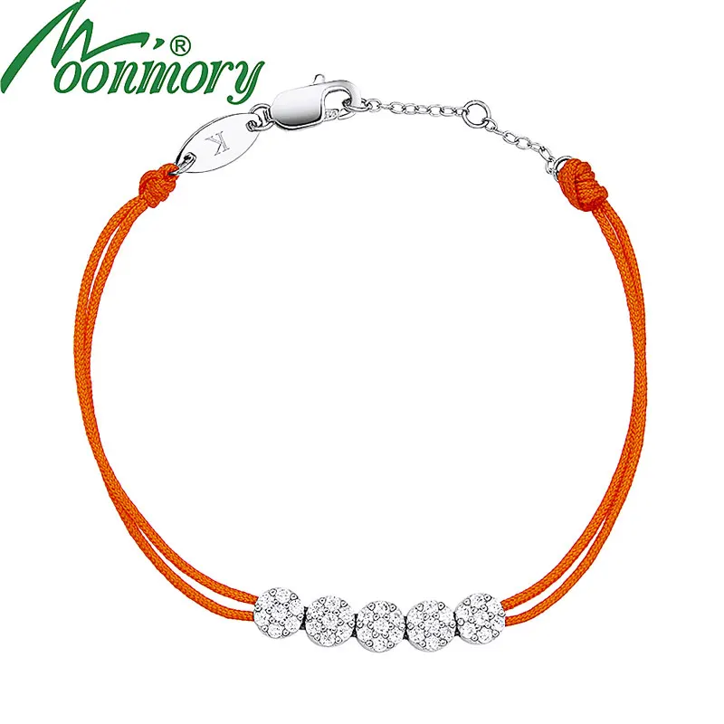 

Moonmory 100% Стерлинговое Серебро 925 пробы, Хрустальный движущийся браслет из драгоценных камней для женщин, красная веревка, рождественский под...