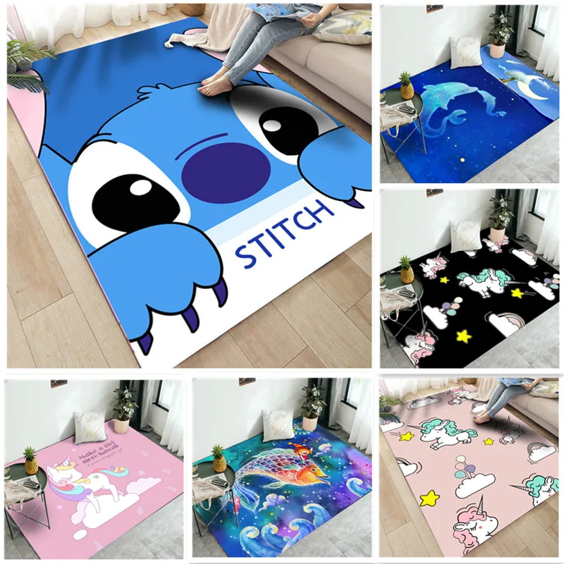 Lilo &amp Stitch детский мультяшный ковер для спальни прикроватный коврик гостиной