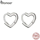 Bamoer, серебро 925 пробы, Простые ретро металлические серьги в форме сердца, серьги с пряжкой для женщин, свадебные модные ювелирные изделия SCE1174