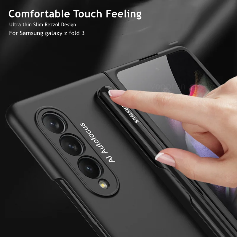 For Samsung Galaxy Fold 4 Z Fold 3 Case S Pen Fold Edition Pen Holder Ultra Slim Plastic Cover for Galaxy Z Fold3 No S Pen