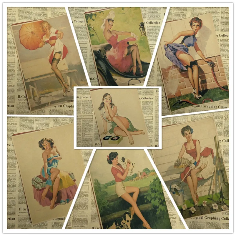 PINUP GIRLS № 3 Вторая мировая война винтажные крафт-бумажные принты четкое