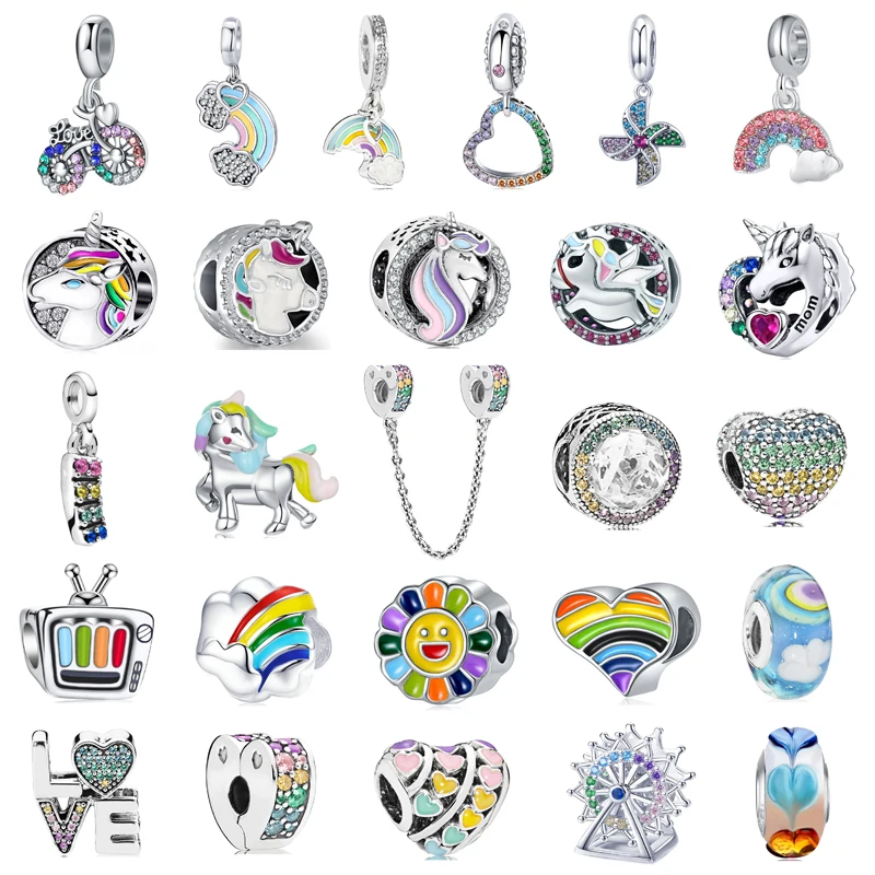 New Fashion Charm Original Rainbow Series Little Ma Yunduo Windmill Beads Suitable for Original Pandora Ladies Bracelet Jewelry