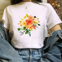 flower print t shirt casual t shirt women new style white tees female graphic top tees female casual white t shirts tops