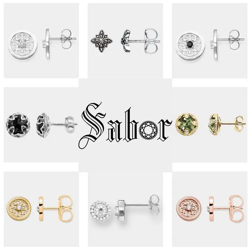 Серьги-гвоздики с изображением цветов и звезд марказита брендовые ювелирные