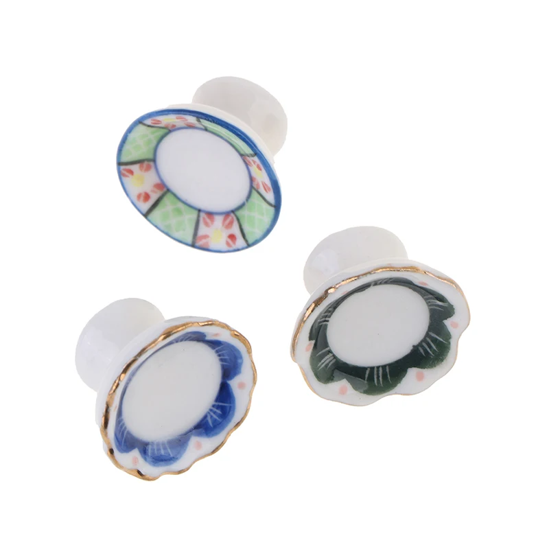 

1pc High Foot Plate Dollhouse Mini Fruit Dish Ceramics Tray Dessert Plate Cake Stand Fruit Tray Doll House Fruit Plate